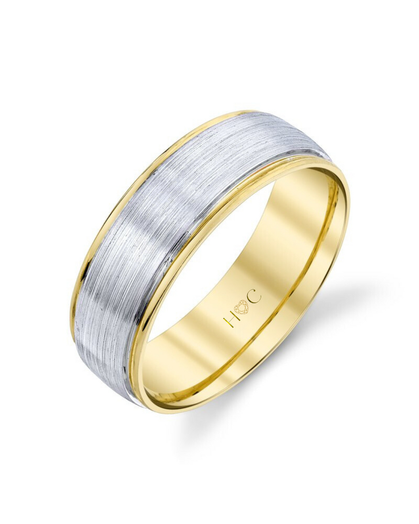 14K Mens Two Tone Engravable Ring