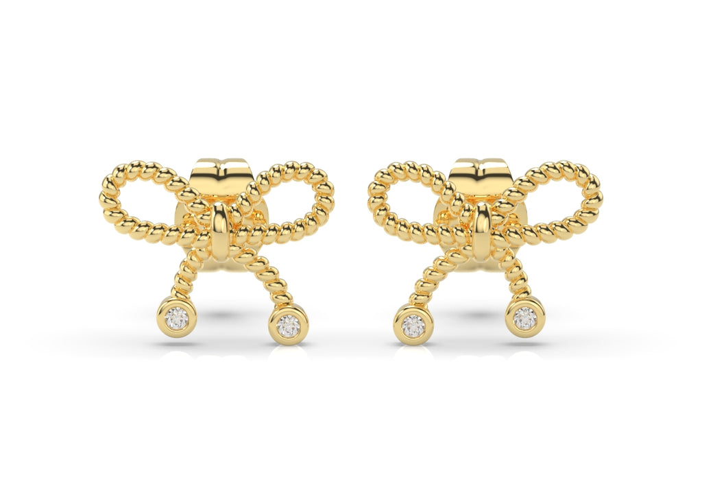 14K Bow Earring with Diamonds