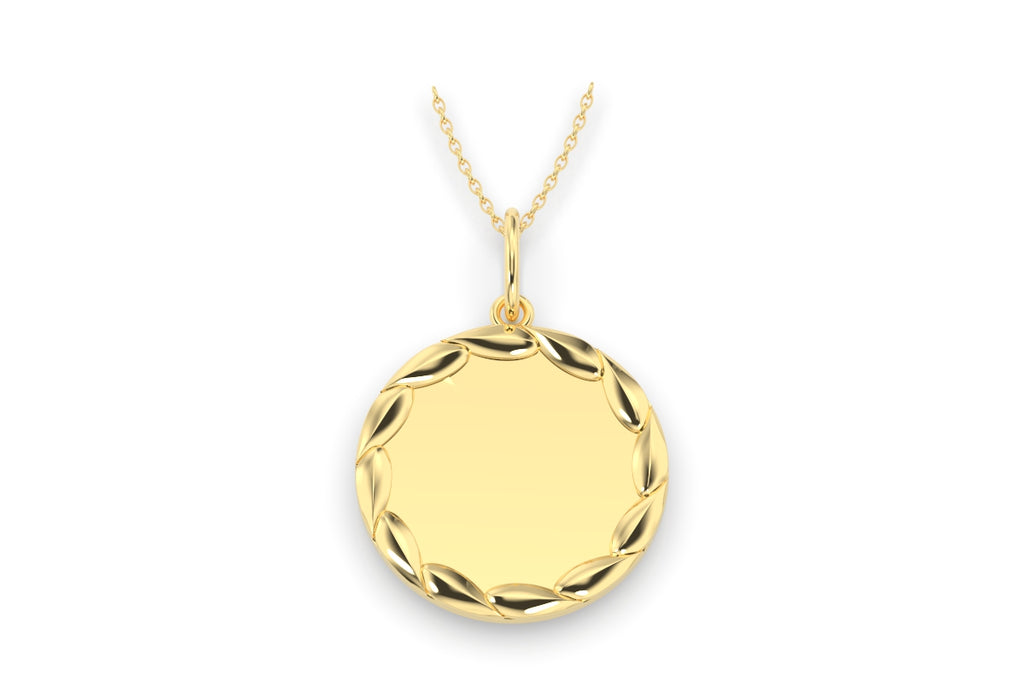 14K Engravable Circle Charm/Necklace