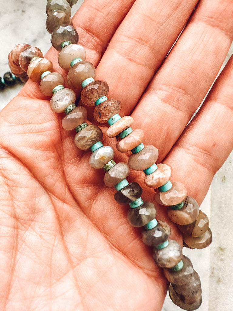 Moonstone/Turquoise Bead Necklace
