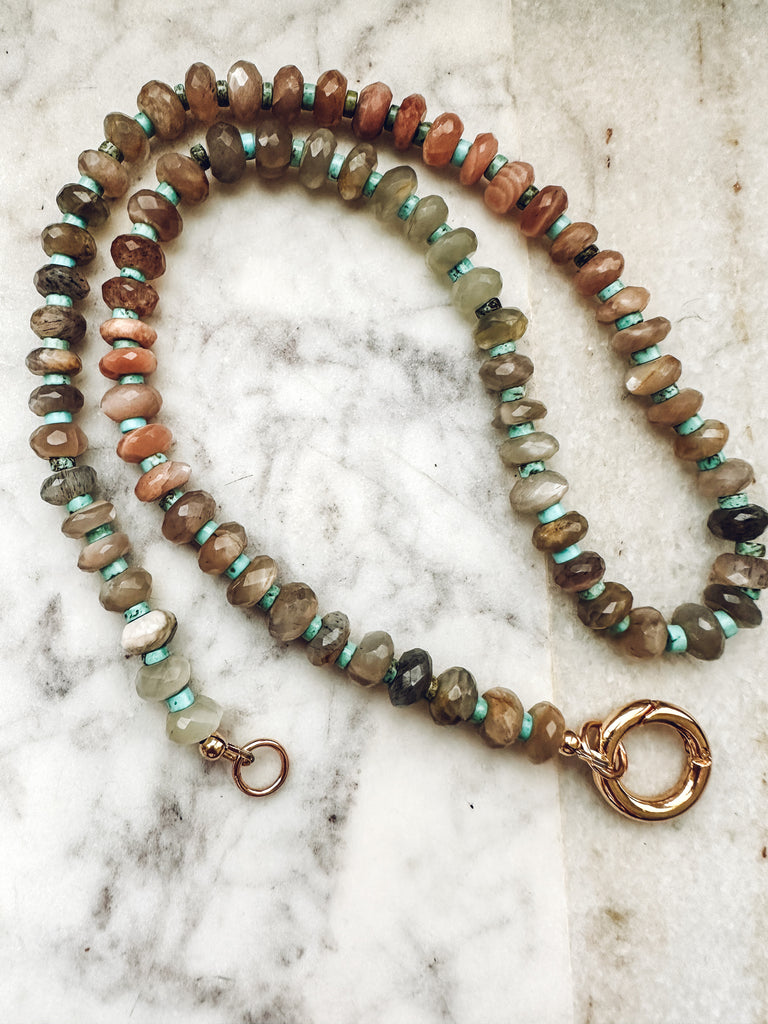 Moonstone/Turquoise Bead Necklace
