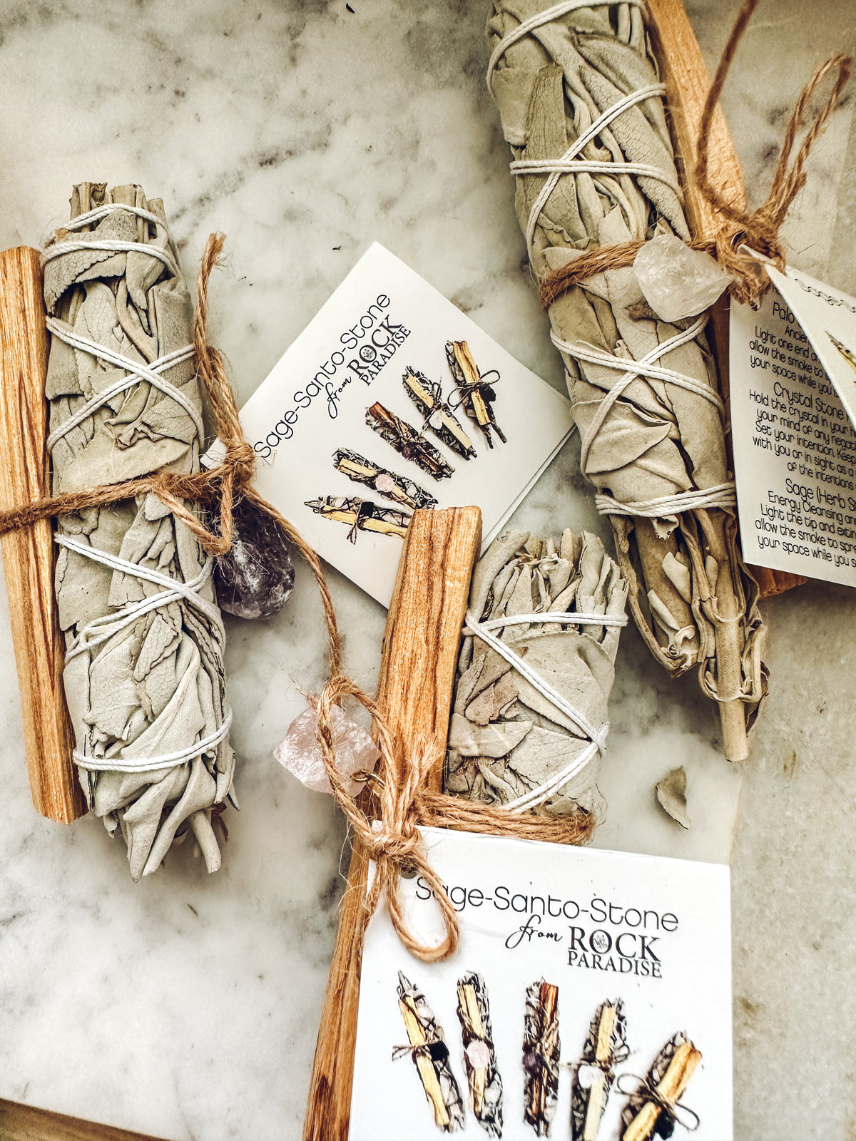 White Sage & Palo Santo with Crystal Set