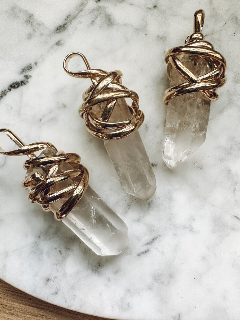 Gold Plated Wrapped Crystal Quartz