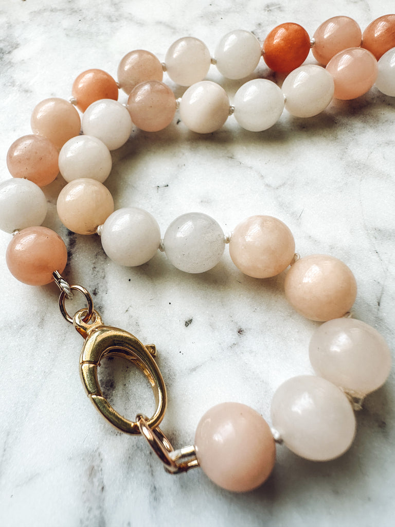 Pink Opal Hand Knotted Bead Necklace