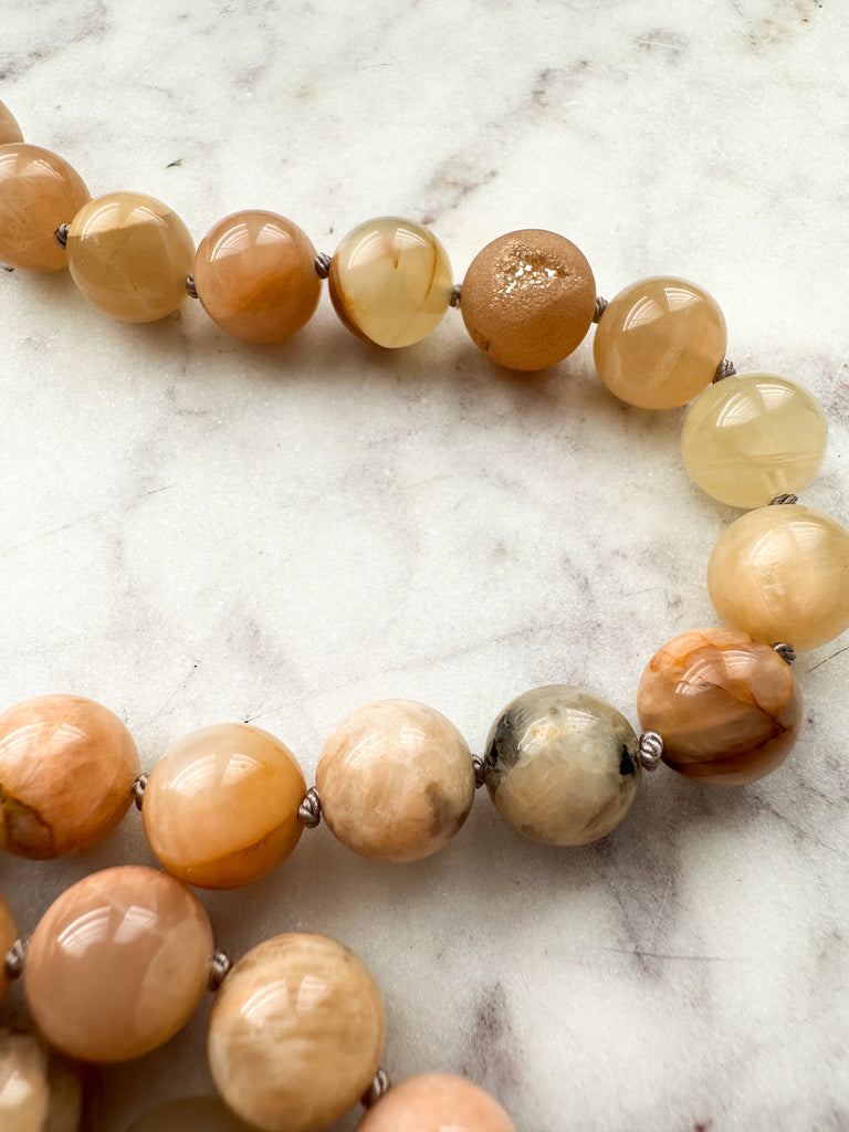 Sunstone Hand Knotted Bead Necklace