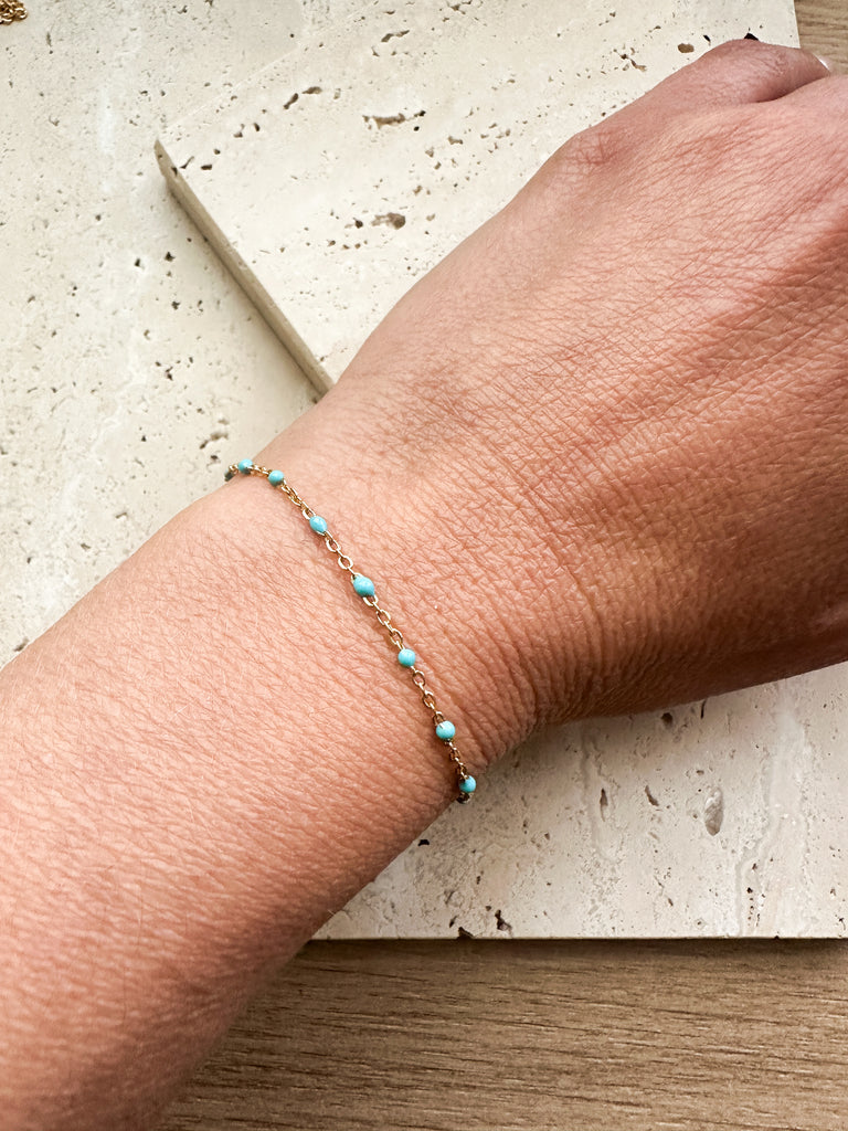 Gold Filled Bracelet with Turquoise Enamel