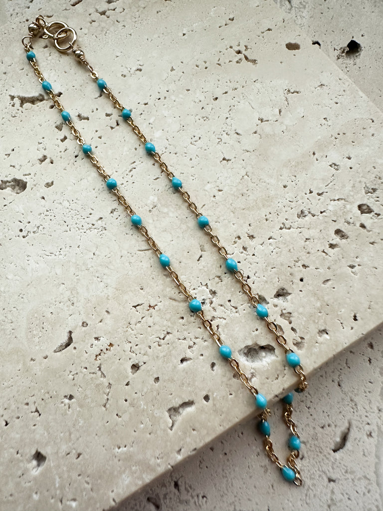 Gold Filled Bracelet with Turquoise Enamel