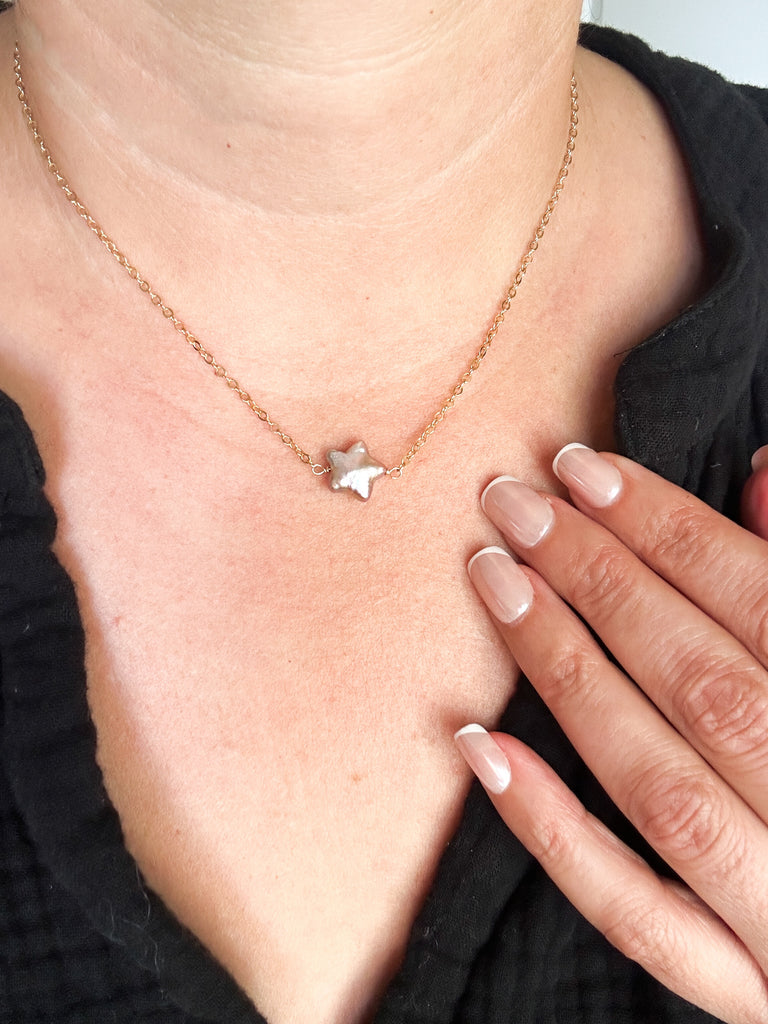 Starlight Freshwater Pearl Gold Filled Chain Necklace
