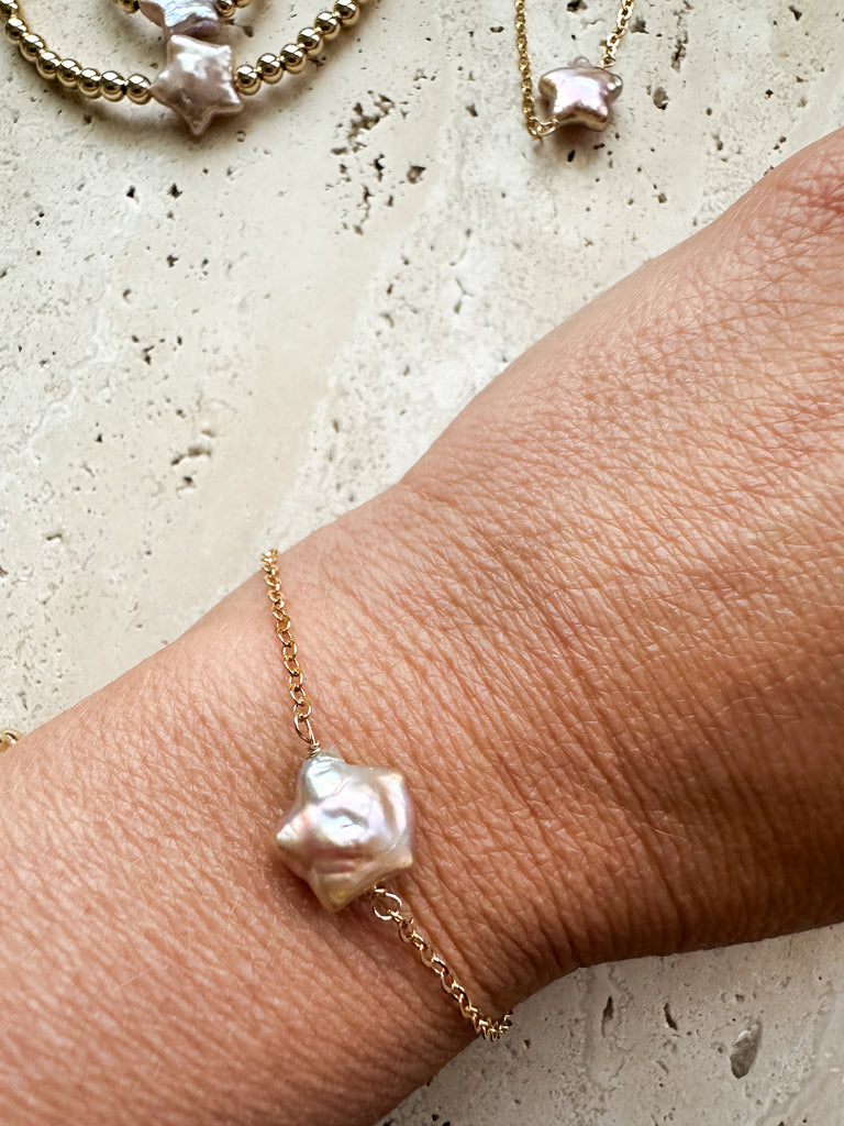 Starlight Freshwater Pearl Gold Filled Chain Bracelet