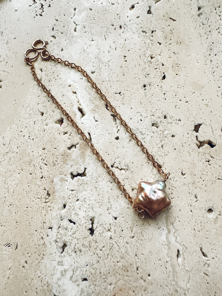 Starlight Freshwater Pearl Gold Filled Chain Bracelet