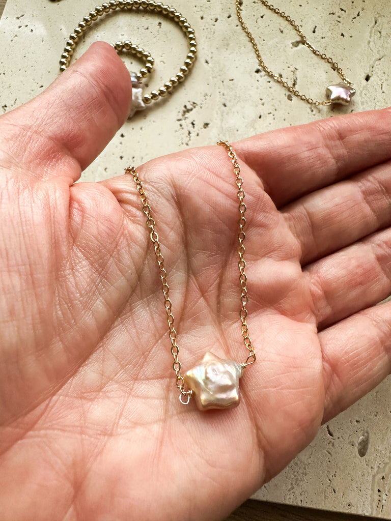 Starlight Freshwater Pearl Gold Filled Chain Bracelet