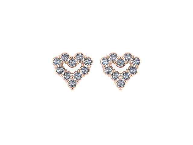 14k Single Mini Heart Earrings with Diamonds