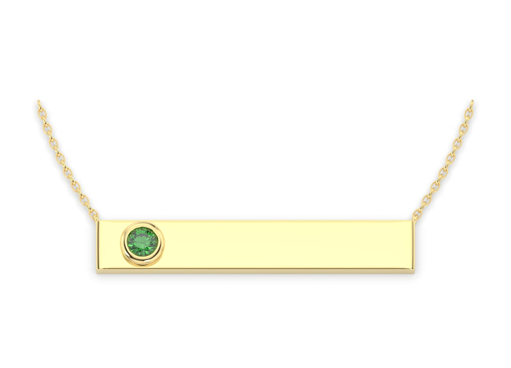14K Single Stone Bar Necklace