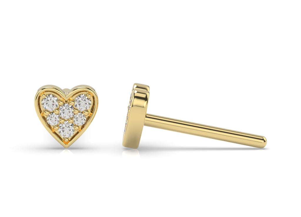 14K Single Heart Diamond Earring