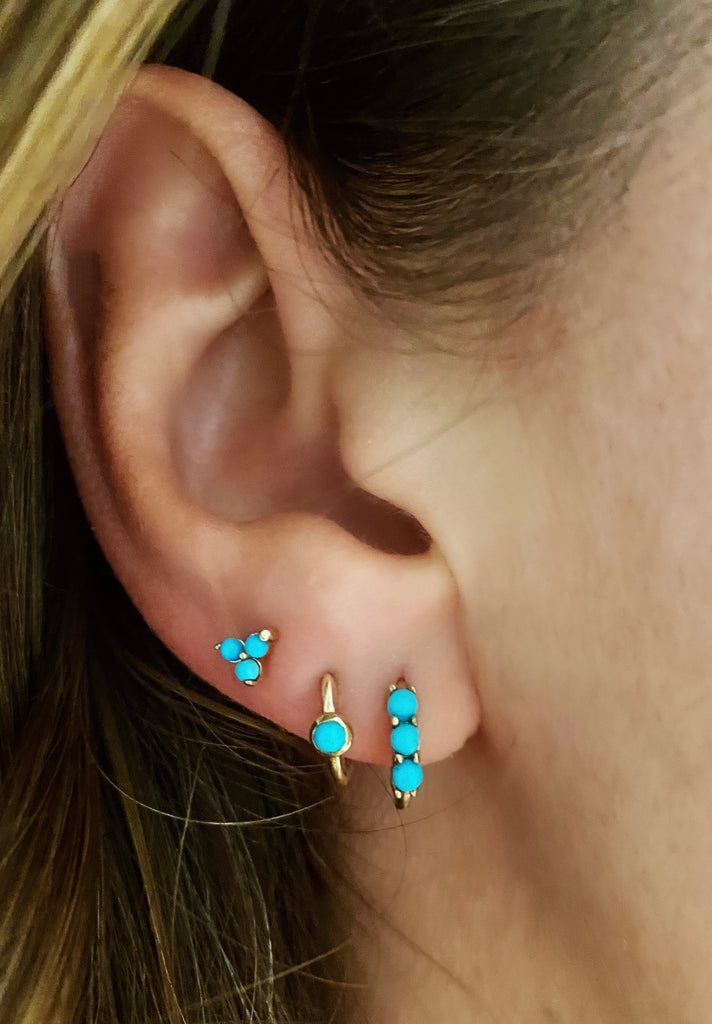 14K Single Turquoise Gia Earring