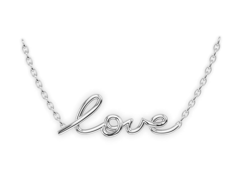 Frontal view of the Love Necklace in 14K White Gold.