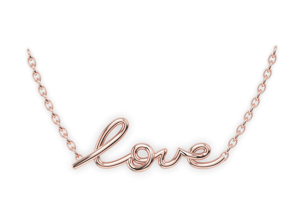 Frontal view of the Love Necklace in 14K Rose Gold.