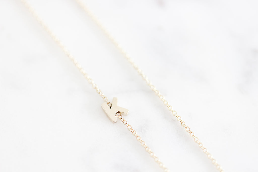 Mini Initial Solid Gold Necklace