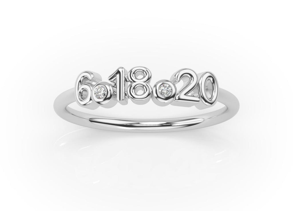 Frontal view of the date ring shown in 14K White Gold.